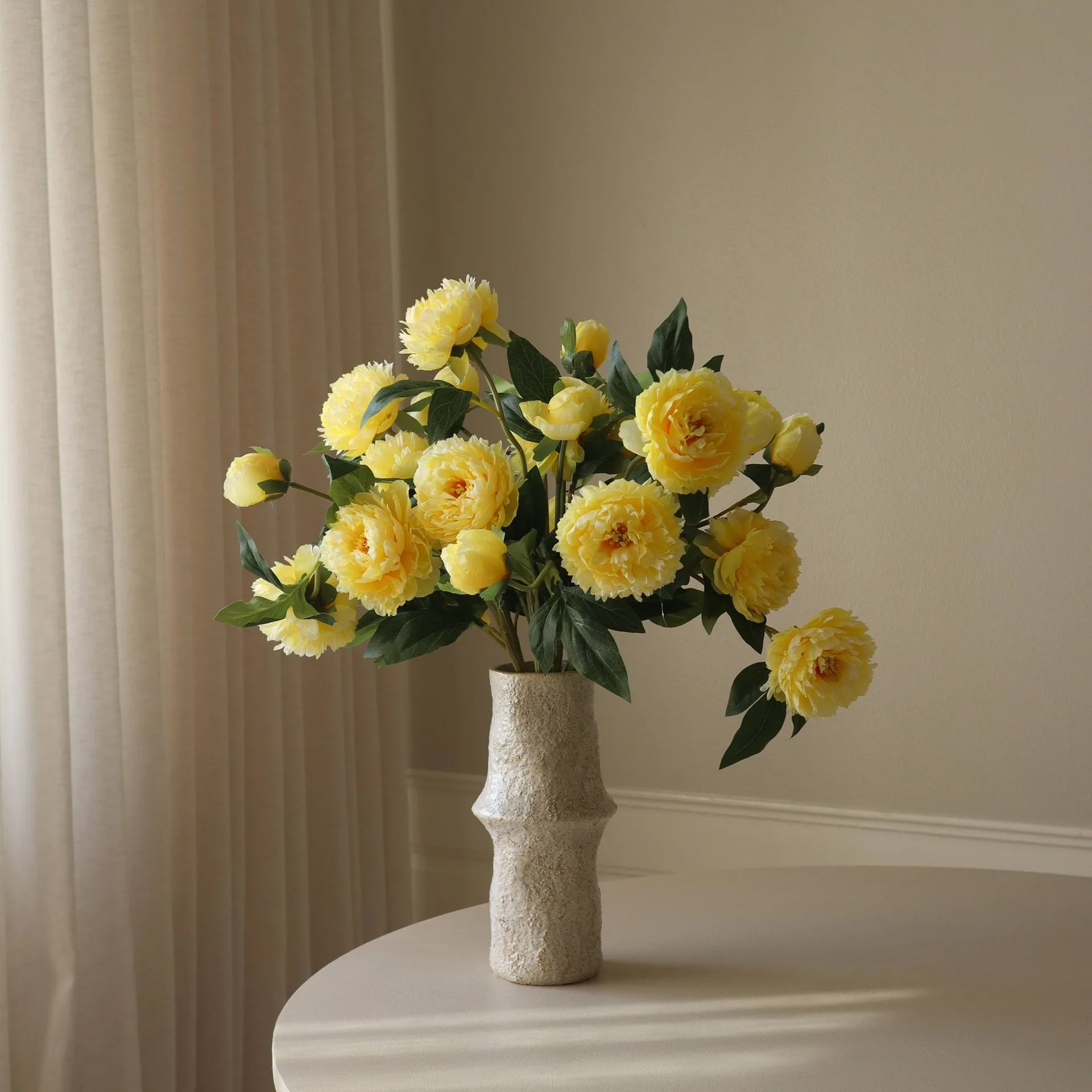 Artificial peony bouquet, Large, yellow 7 pcs Botané