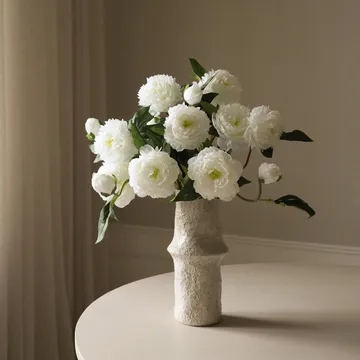 Artificial peony bouquet - Medium, white 5 pcs - Botané