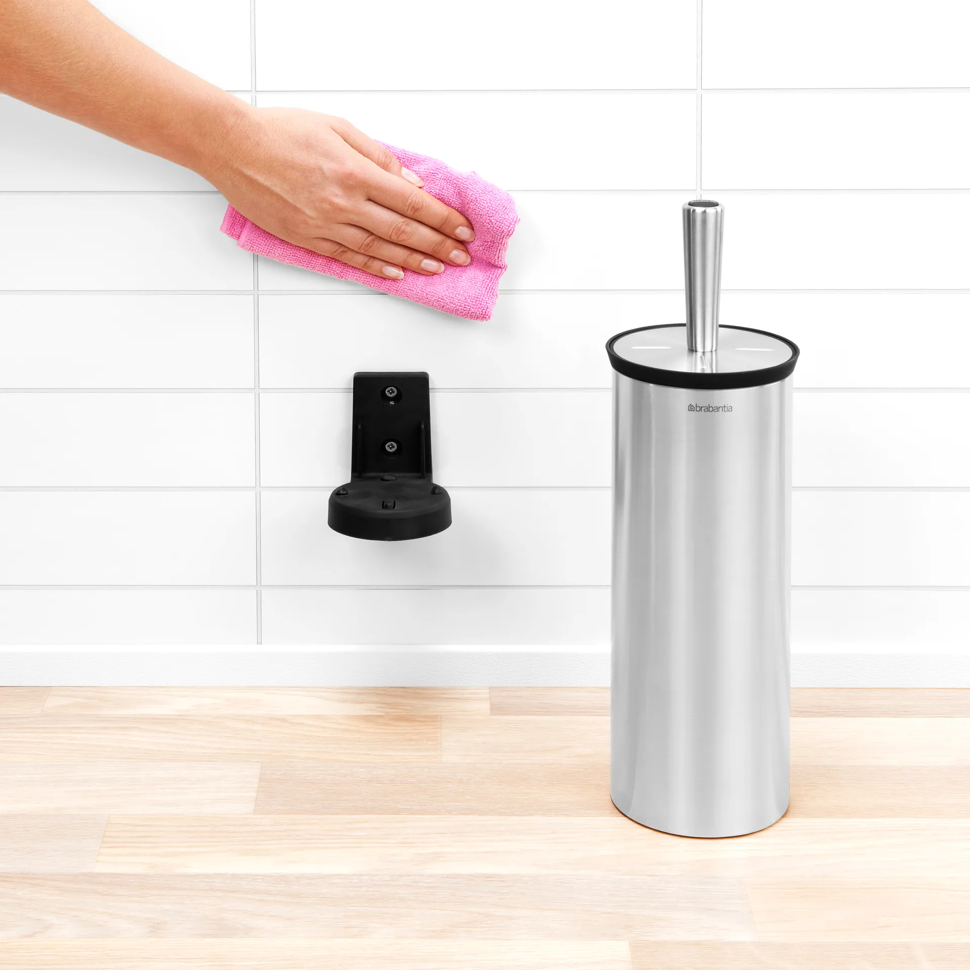 Profile toilet brush with wall mounting, matte steel Brabantia