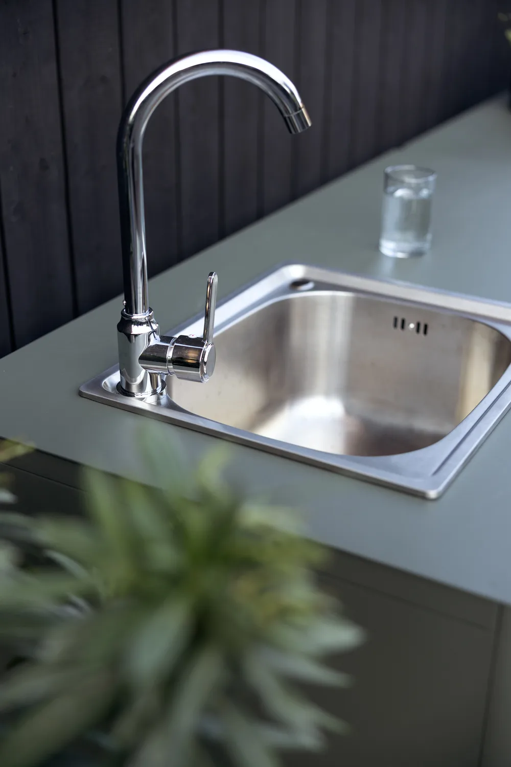 Kelia outdoor kitchen base cabinet with sink, Anthracite, 121x90x64 cm Brafab