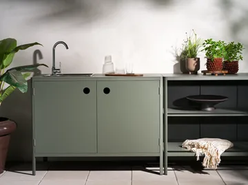 Kelia outdoor kitchen bench with shelves - Anthracite, 121x91x64 cm - Brafab