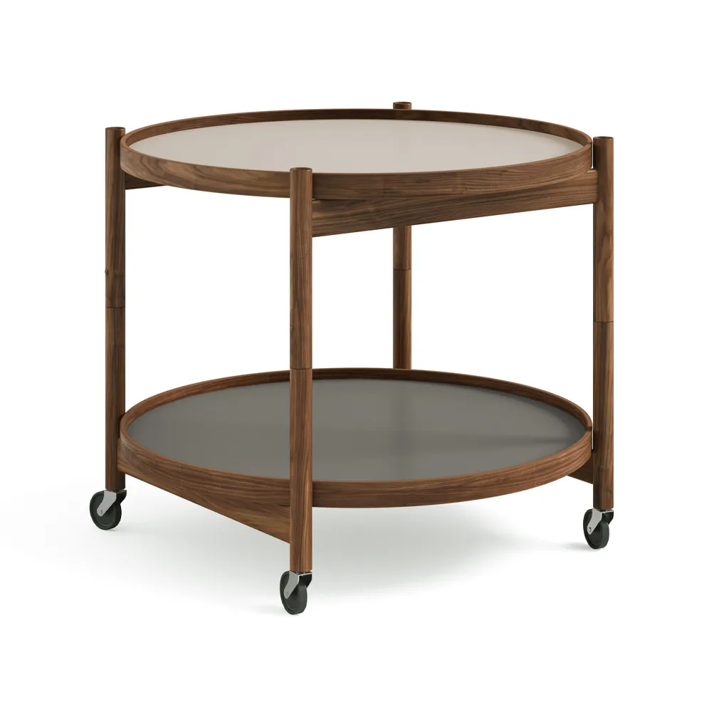 Bølling Tray Table model 60, Stone, oiled walnut stand Brdr. Krüger