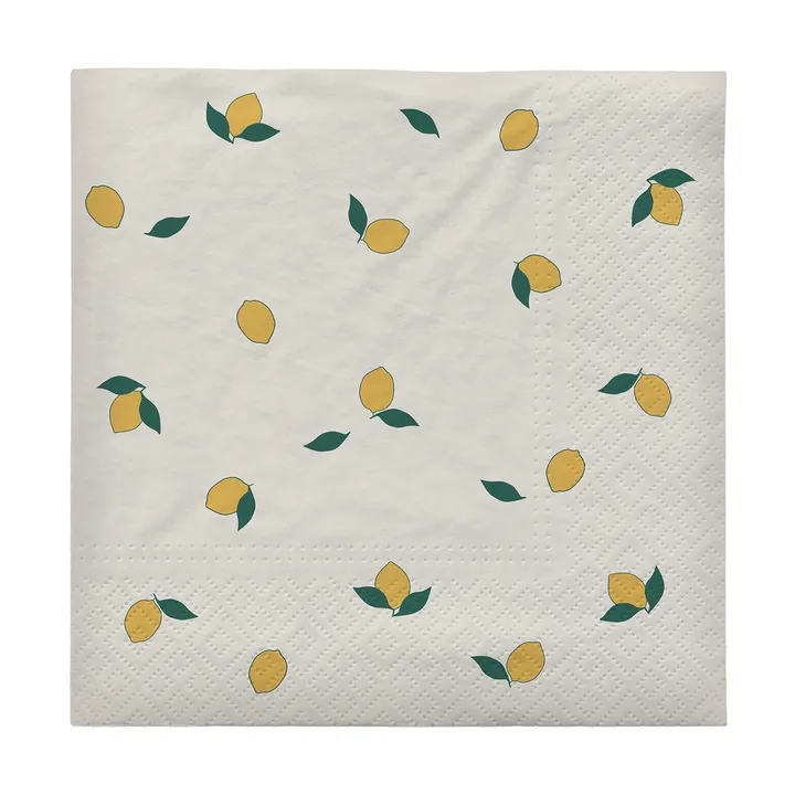 Lemon napkin 33x33 cm 20-pack - Off-white yellow - Broste Copenhagen