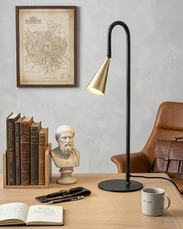 Spline table lamp - Black-brass, 55 cm - By Rydéns