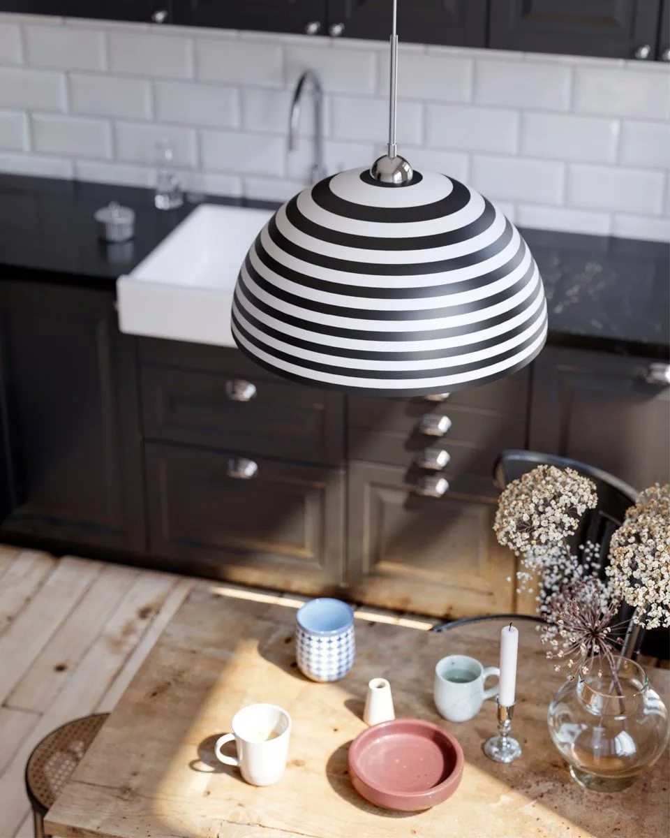 Stripe ceiling lamp, Black-white, Ø45 cm By Rydéns
