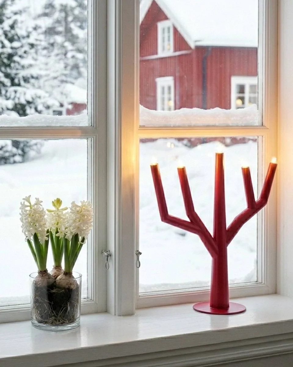 Winter Ruby advent candle holder, Oxide red By Rydéns