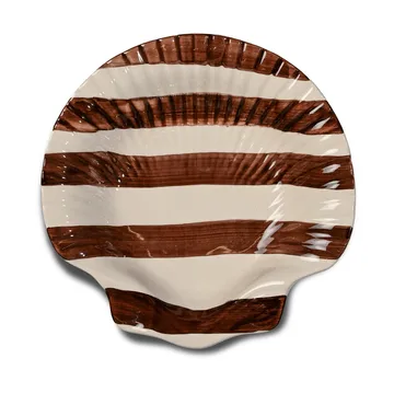 Armona stripe plate 23.5x23.5 cm - Dark brown-white - Byon