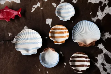 Armona stripe plate 23.5x23.5 cm - Light brown-white - Byon