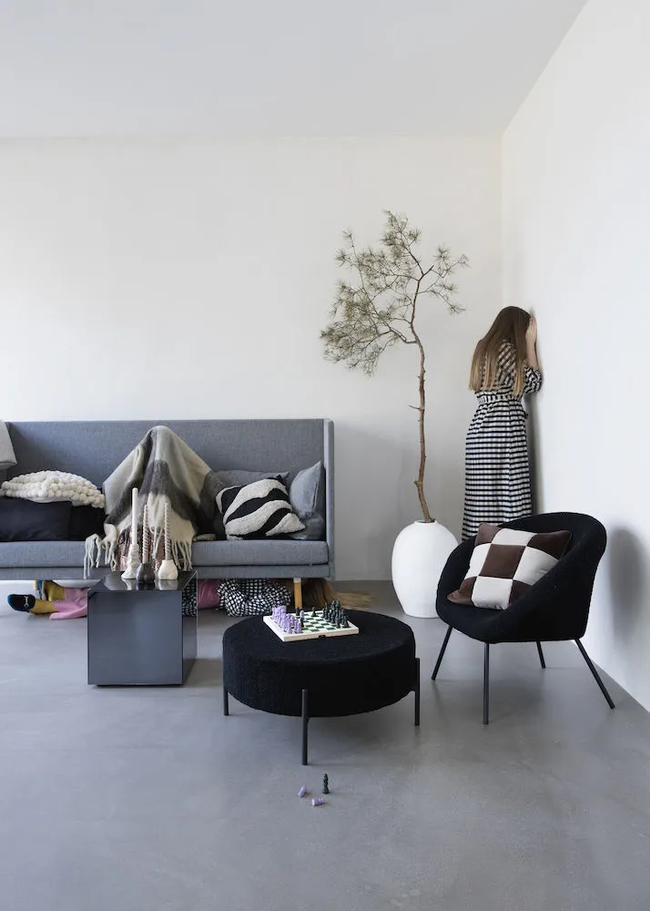 Fluffy cushion 50x50 cm, Black-beige, 50x50 cm Byon