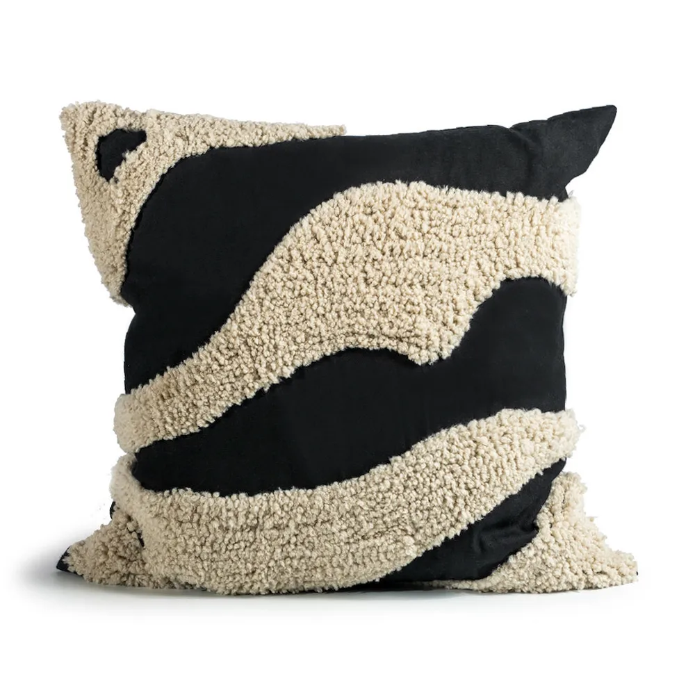 Fluffy cushion 50x50 cm, Black-beige, 50x50 cm Byon