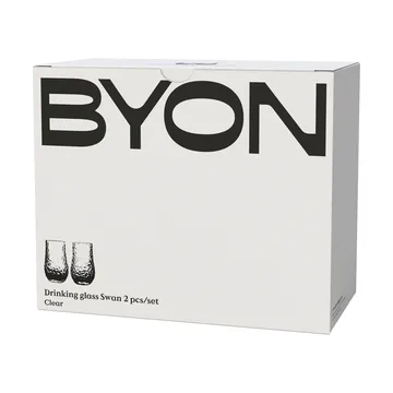 Swan drinking glass 2-pack - Clear - Byon