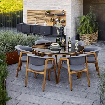 Aspect dining table round - Fossil black-teak - Cane-line