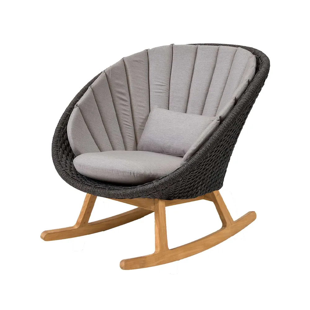 Peacock rocking chair, Cane-Line Natté grey-Cane-Line soft rope-teak Cane-line