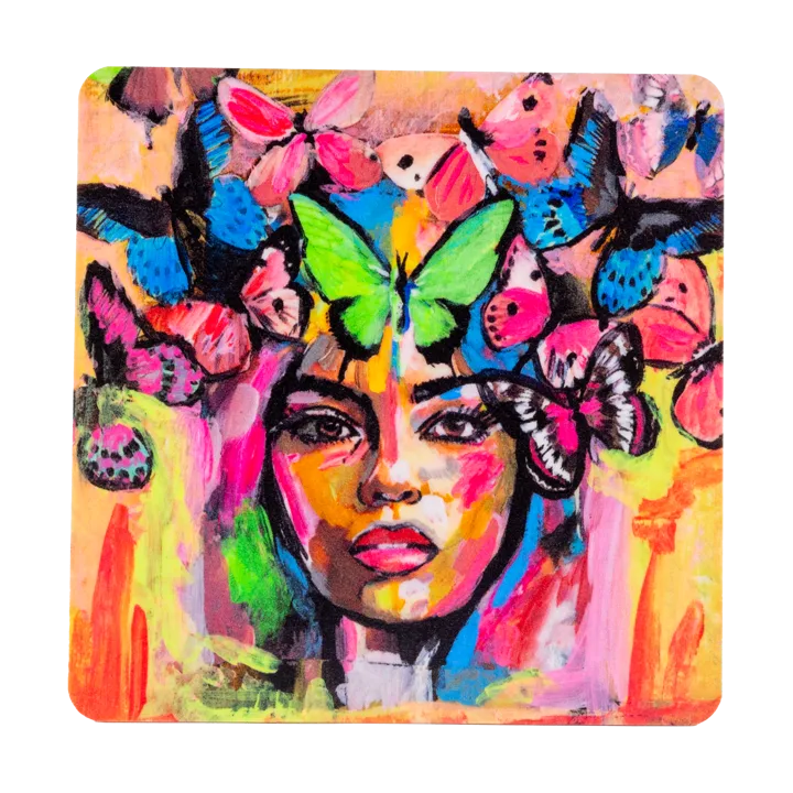 Coming back to life glass coaster 9x9 cm - Multi - Carolina Gynning