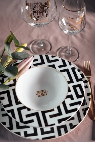 DECO plate Ø29 cm - White-black - Carolina Gynning