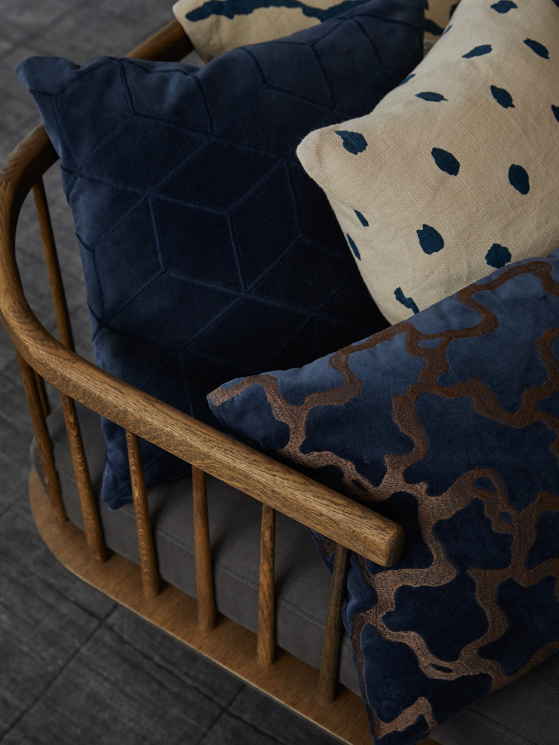 Chand pillowcase 40x60 cm, Sea blue-cognac Chhatwal & Jonsson