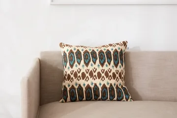 Ikat Bombay pillowcase 50x50 cm - Taupe-heaven blue-aqua - Chhatwal & Jonsson