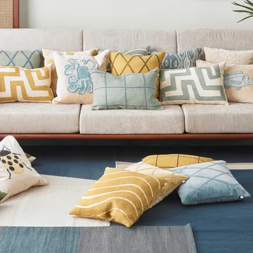 Ikat Madras cushion cover 50x50 cm - heaven blue-aqua - Chhatwal & Jonsson