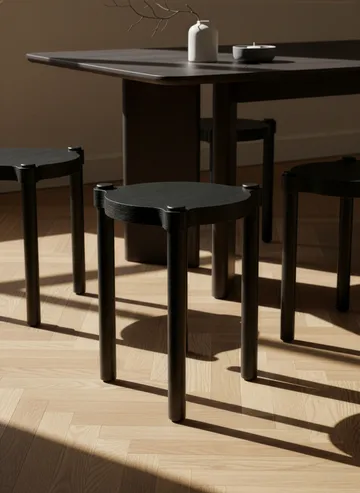 Woody round stool - Black stained oak, Ø38x46 cm - Cooee Design
