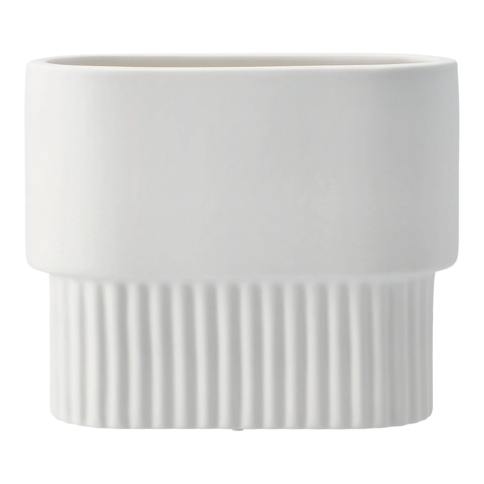 Front flower pot oval low, white DBKD