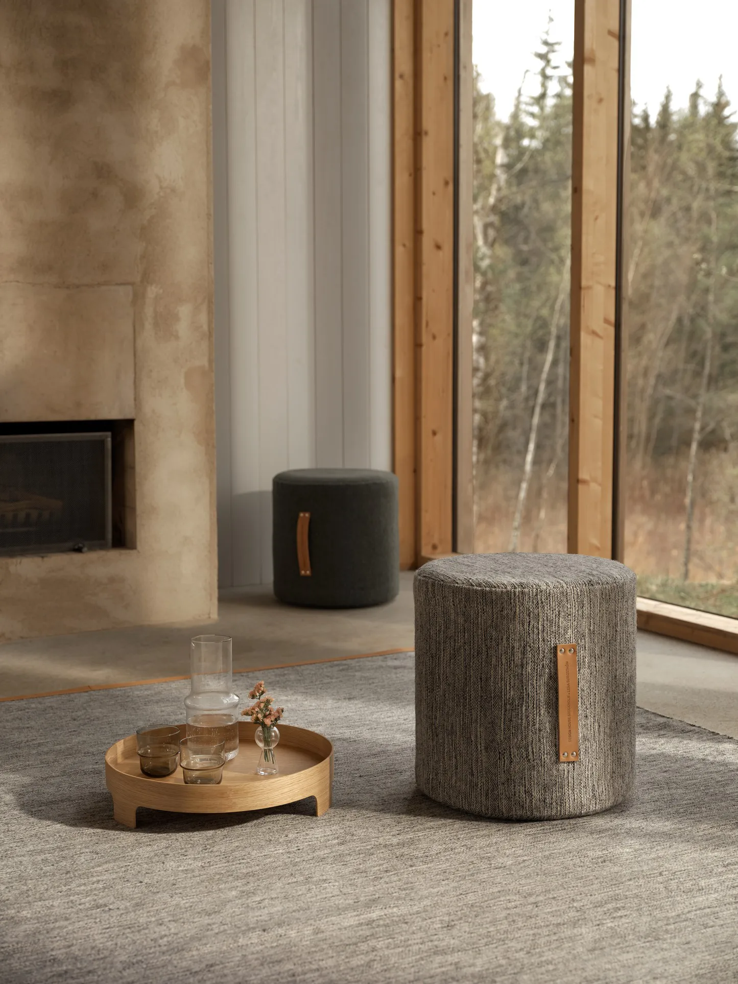 Björk round stool high, Light grey, Ø45x45 cm Design House Stockholm