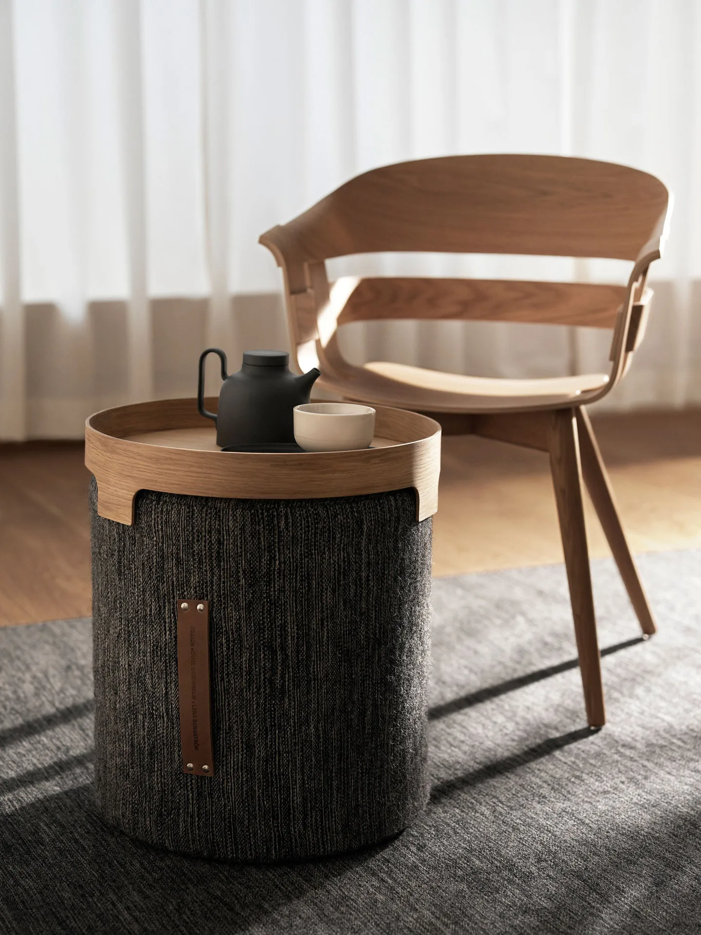 Björk round stool high, Light grey, Ø45x45 cm Design House Stockholm