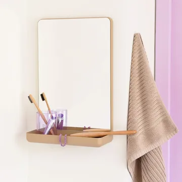 Design Letters Wall-mounted mirror with shelf - Beige - Design Letters