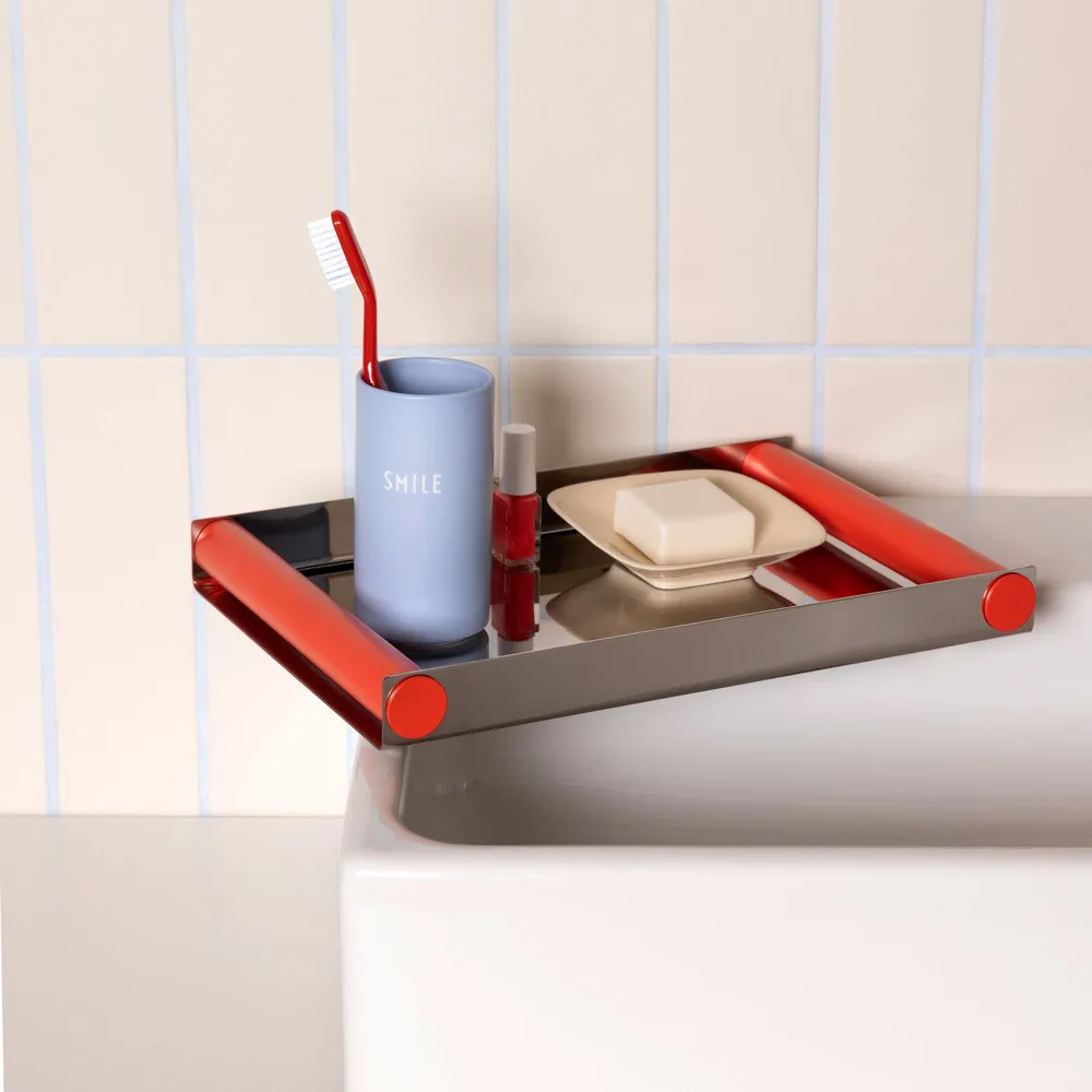 Ray tray disco tray 20.5x30 cm, Red coral, stainless steel Design Letters