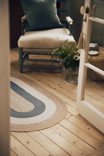 Elin striped oval jute rug 92x150 cm - Horizon blue, oval, 92x150 cm - Dixie