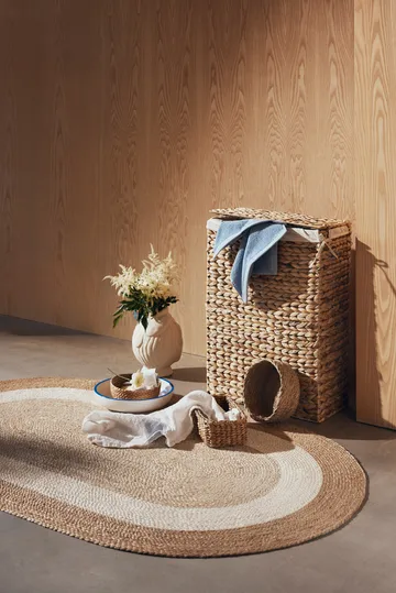 Elin striped oval jute rug 92x150 cm - Natural - Dixie
