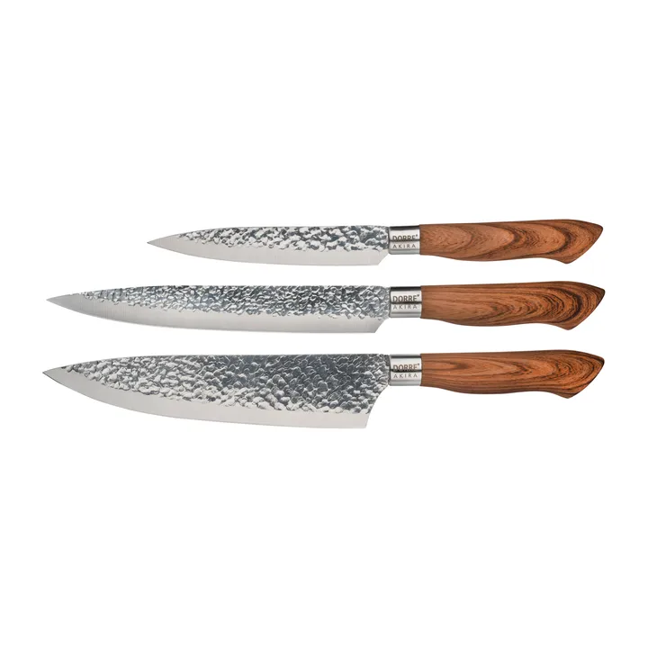 Akira stainless steel knife set, 3 knives - Brown - Dorre