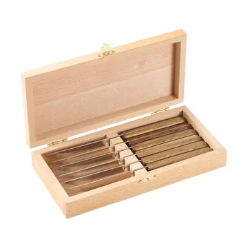 BBQ steak knife - Stainless steel, 6-pack, acacia wooden box, 22.5x2 cm - Dorre