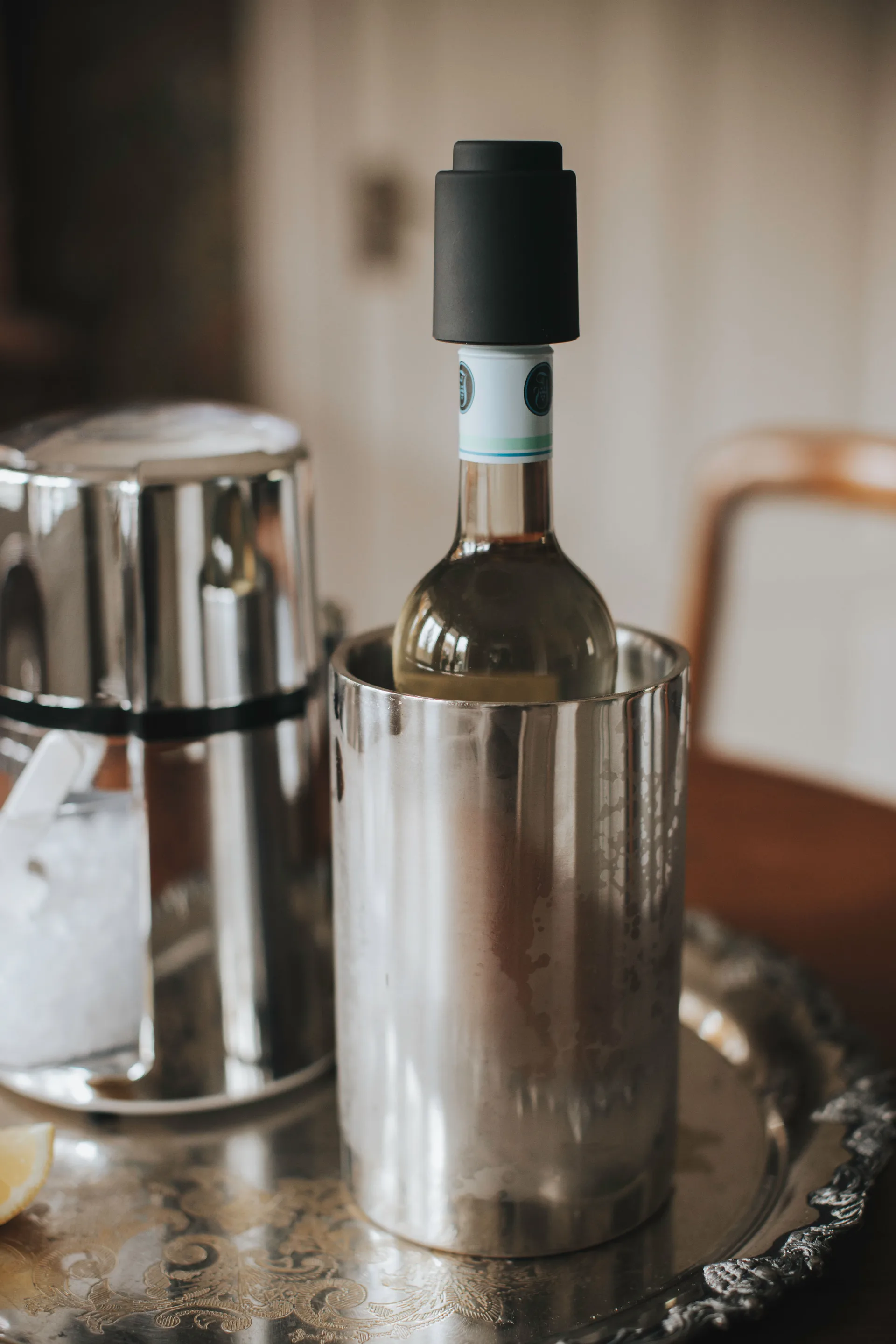 Pump it wine stopper, Silver Dorre