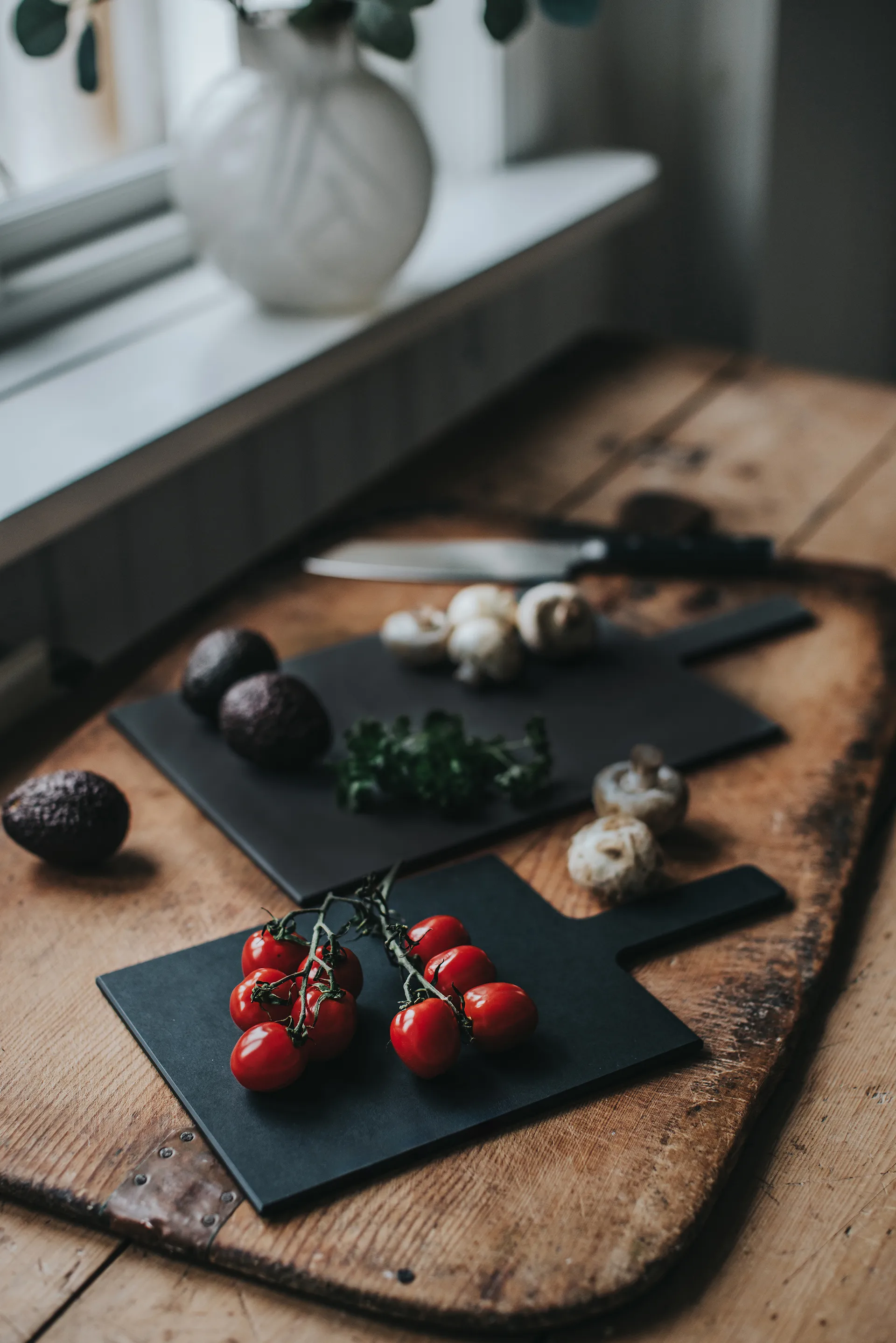 Selda serving and chopping board, Grey wood fibre, 45x24 cm Dorre