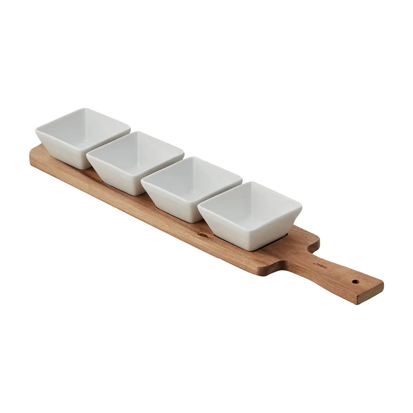 Serena servering tray with bowls 5 pieces, Acacia Dorre