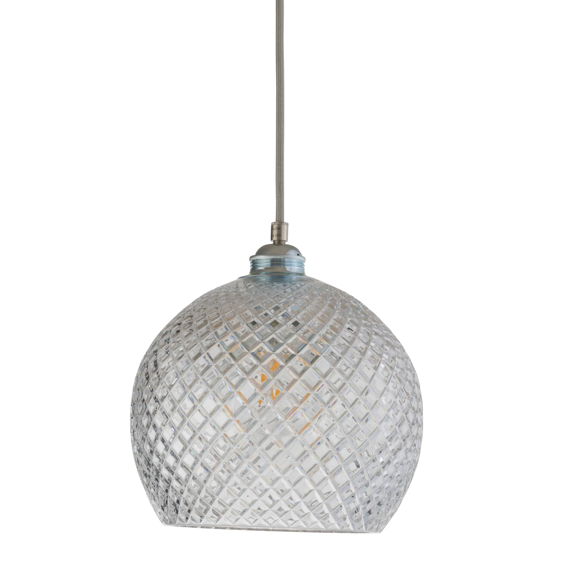 Rowan ceiling lamp Crystal Ø 22 cm, small + silver-coloured cord EBB & FLOW