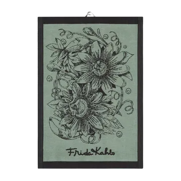 Frida Kahlo Mi Jardin kitchen towel 35x50 cm - Black - Ekelund Linneväveri