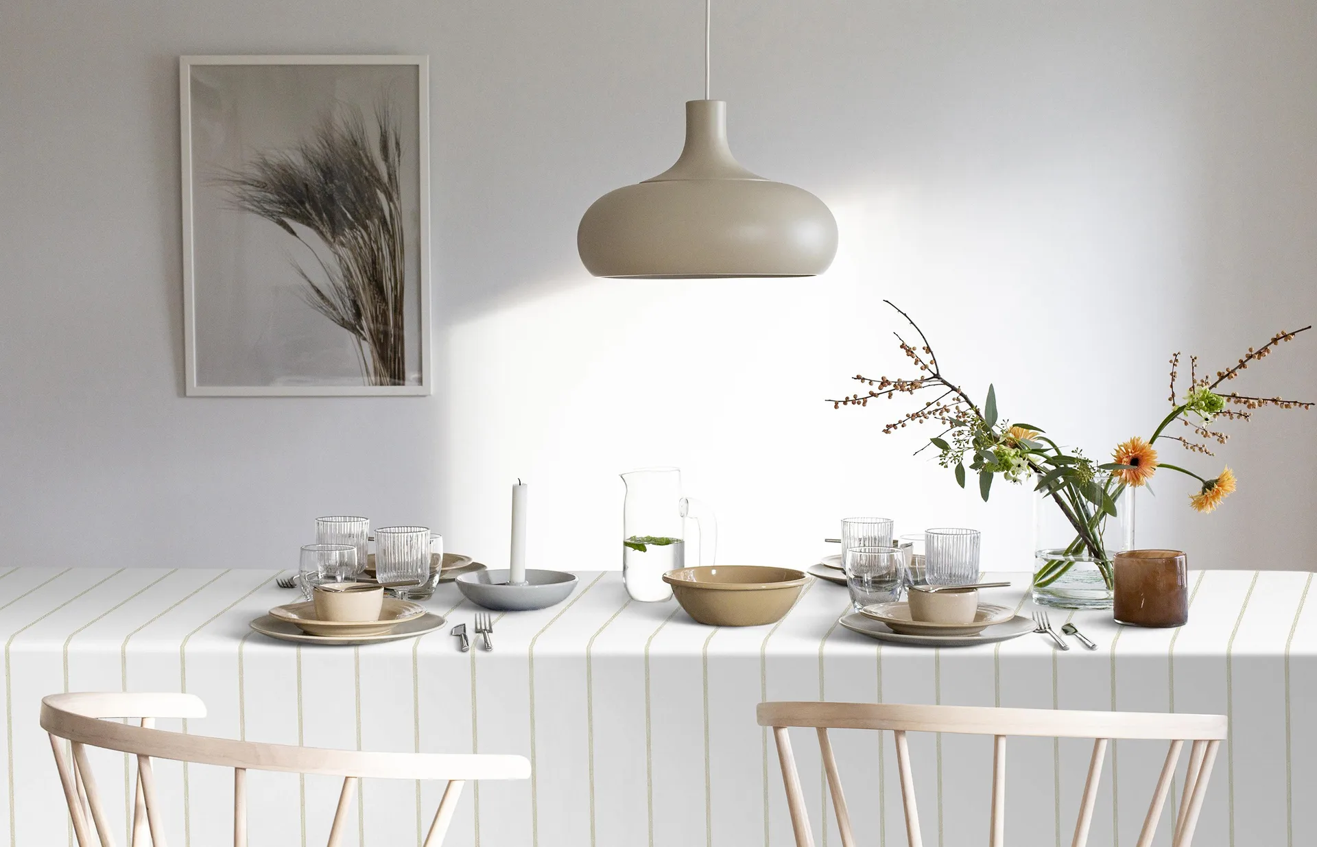 Tvärs tablecloth 150x210 cm, Unbleached Ekelund Linneväveri