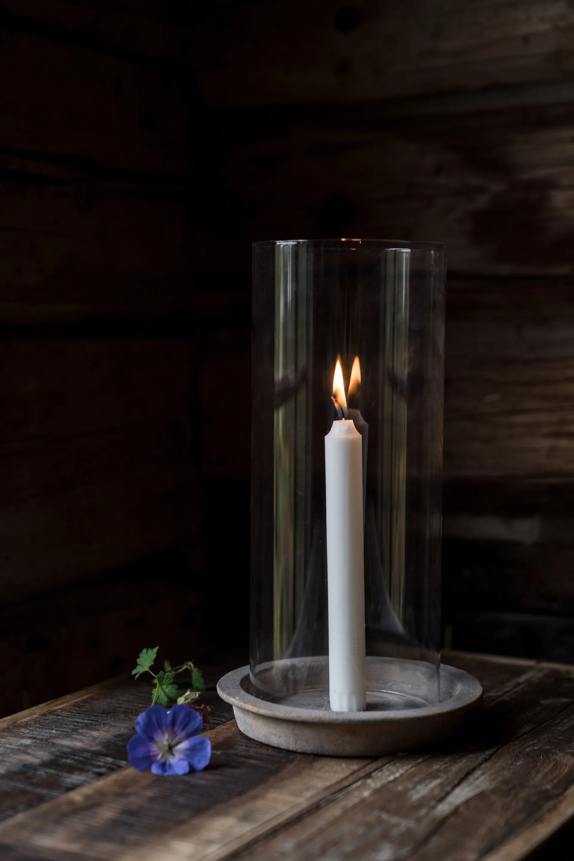 Ernst candle tray-candle holder incl glass cylinder 30 cm, Terracotta ERNST