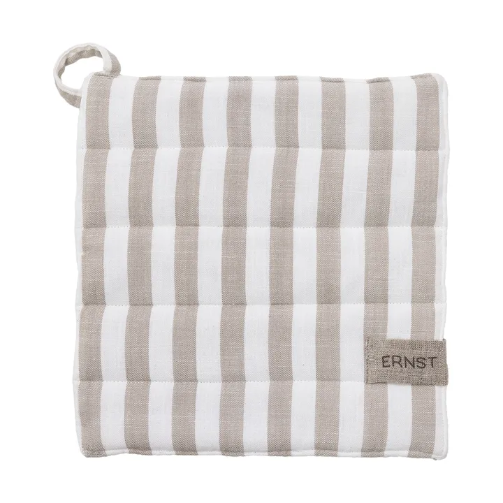 Ernst potholder wide stripes 23x25 cm - Beige-white stripe - ERNST