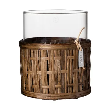 Ernst vase/tealight holder in basket - Dark brown, Ø10x12 cm - ERNST