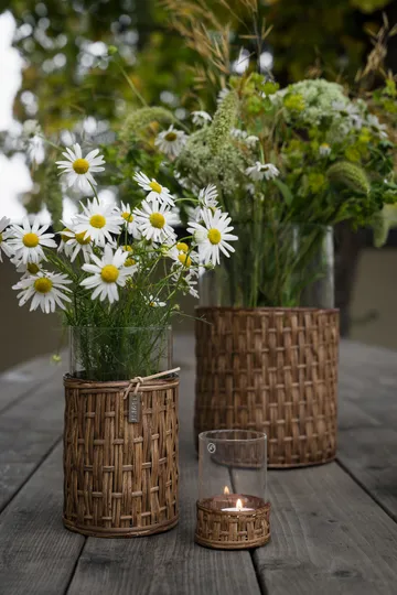 Ernst vase/tealight holder in basket - Dark brown, Ø10x18 cm - ERNST