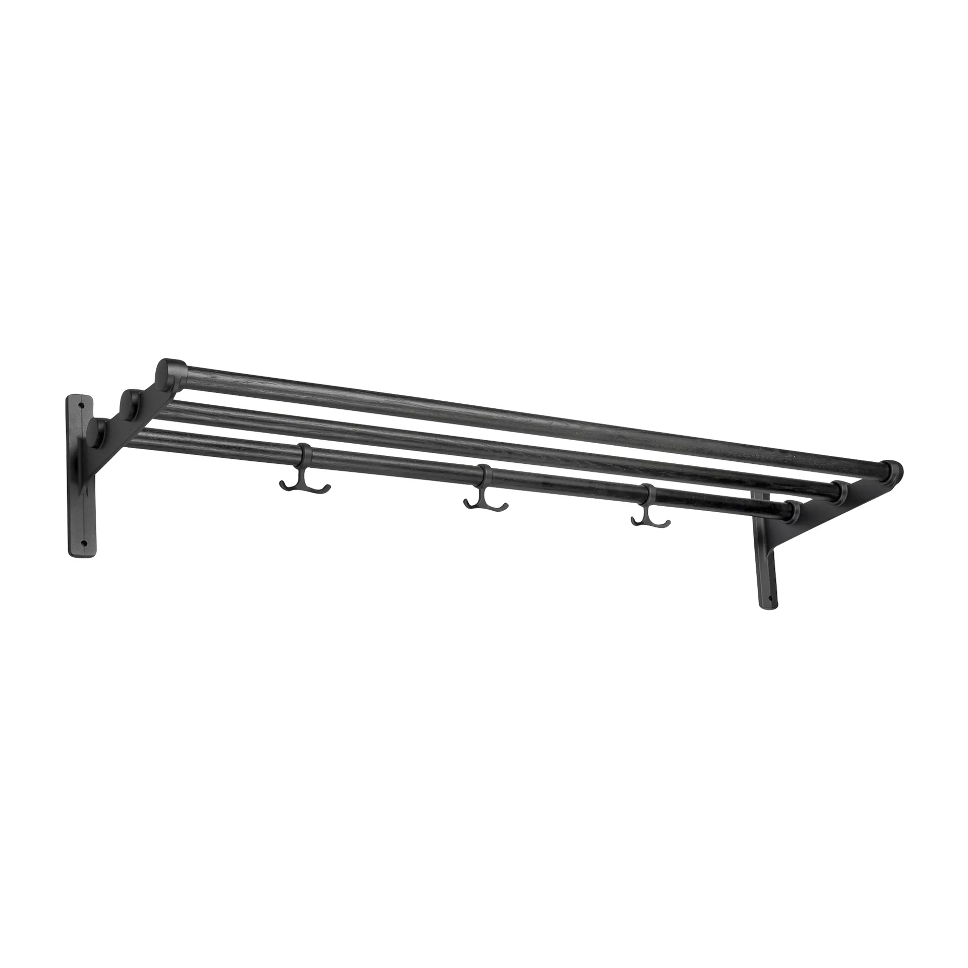 Nostalgi hat shelf/ shoe shelf, Black oiled oak-black Essem Design