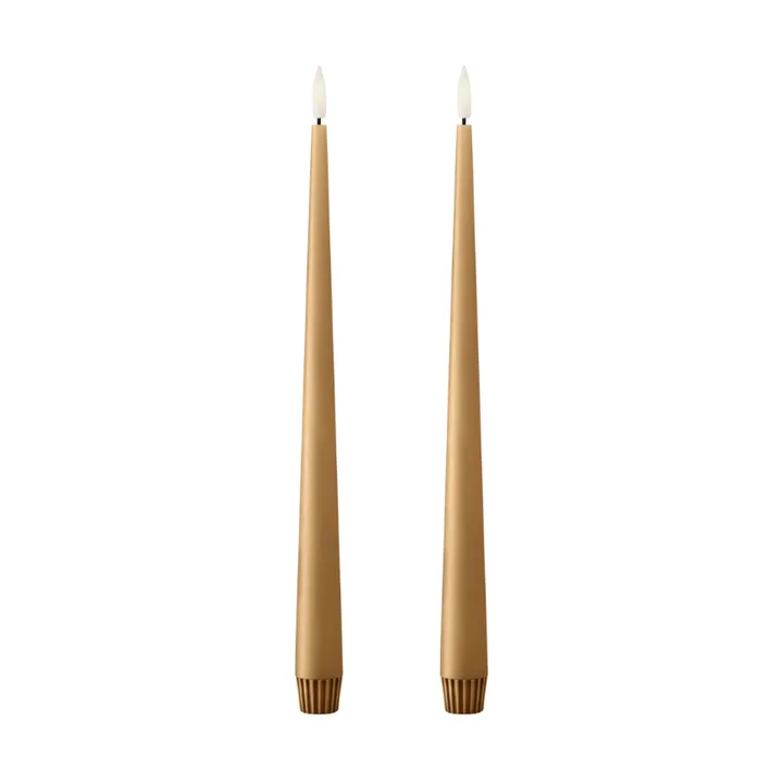 ester & erik taper candle LED 2-pack - 27 Almond butter , 30 cm - ester & erik