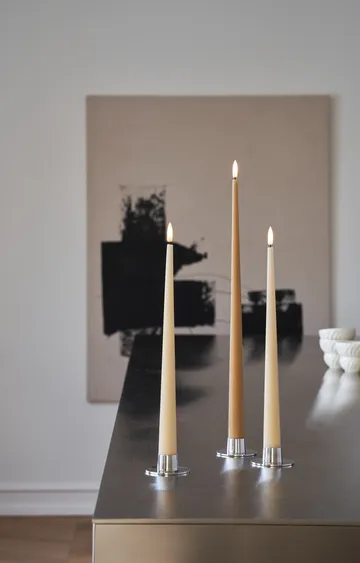 ester & erik taper candle LED 2-pack - 27 Almond butter, 40 cm - ester & erik