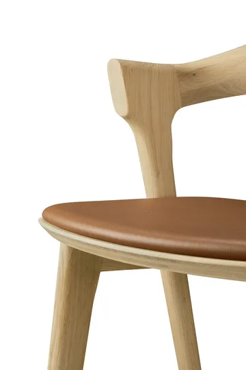 Beech bar stool - Lacquered oak–leather Cognac, 75 cm - Ethnicraft
