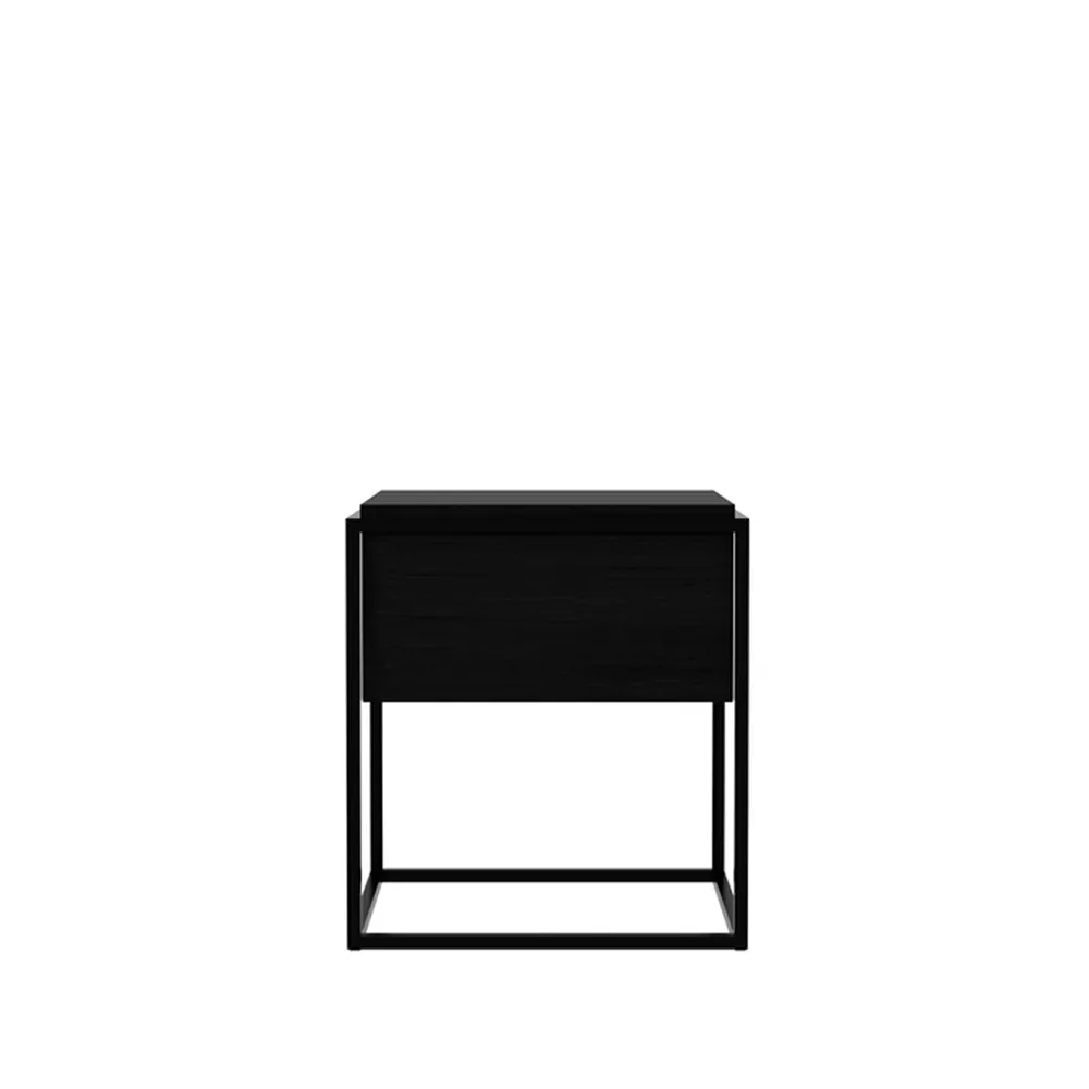 Monolit bedside table, Black oak 1 drawer-Black metal Ethnicraft
