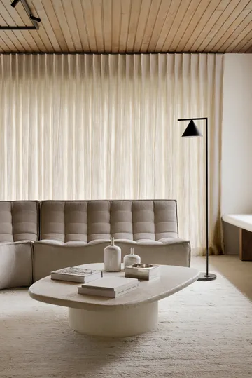 N701 modular corner sofa with rounded corner, fabric Ecru Beige, 301x171 cm - Ethnicraft