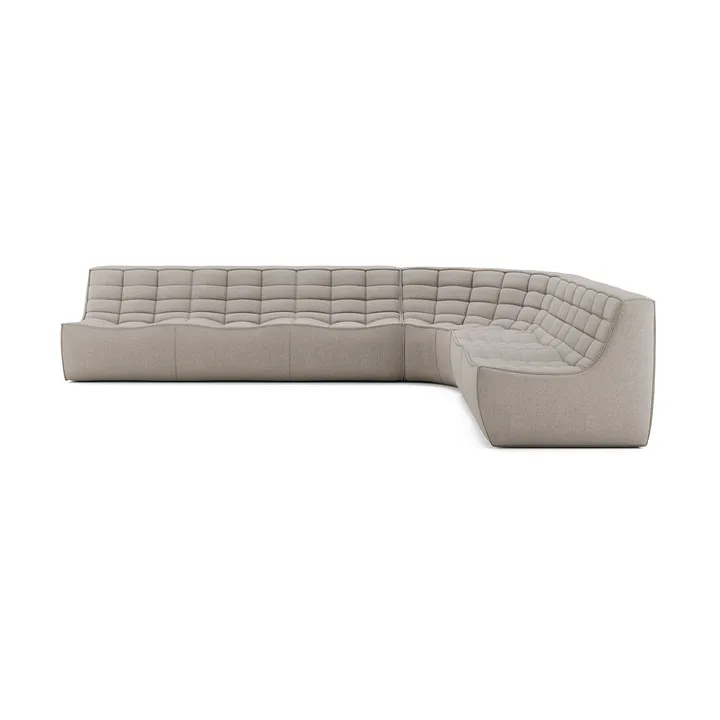 N701 modular corner sofa with rounded corner, fabric Ecru beige, 330x260 cm - Ethnicraft
