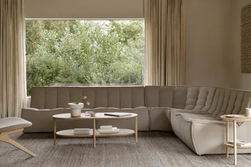 N701 modular corner sofa with rounded corner, fabric Ecru beige, 330x260 cm - Ethnicraft
